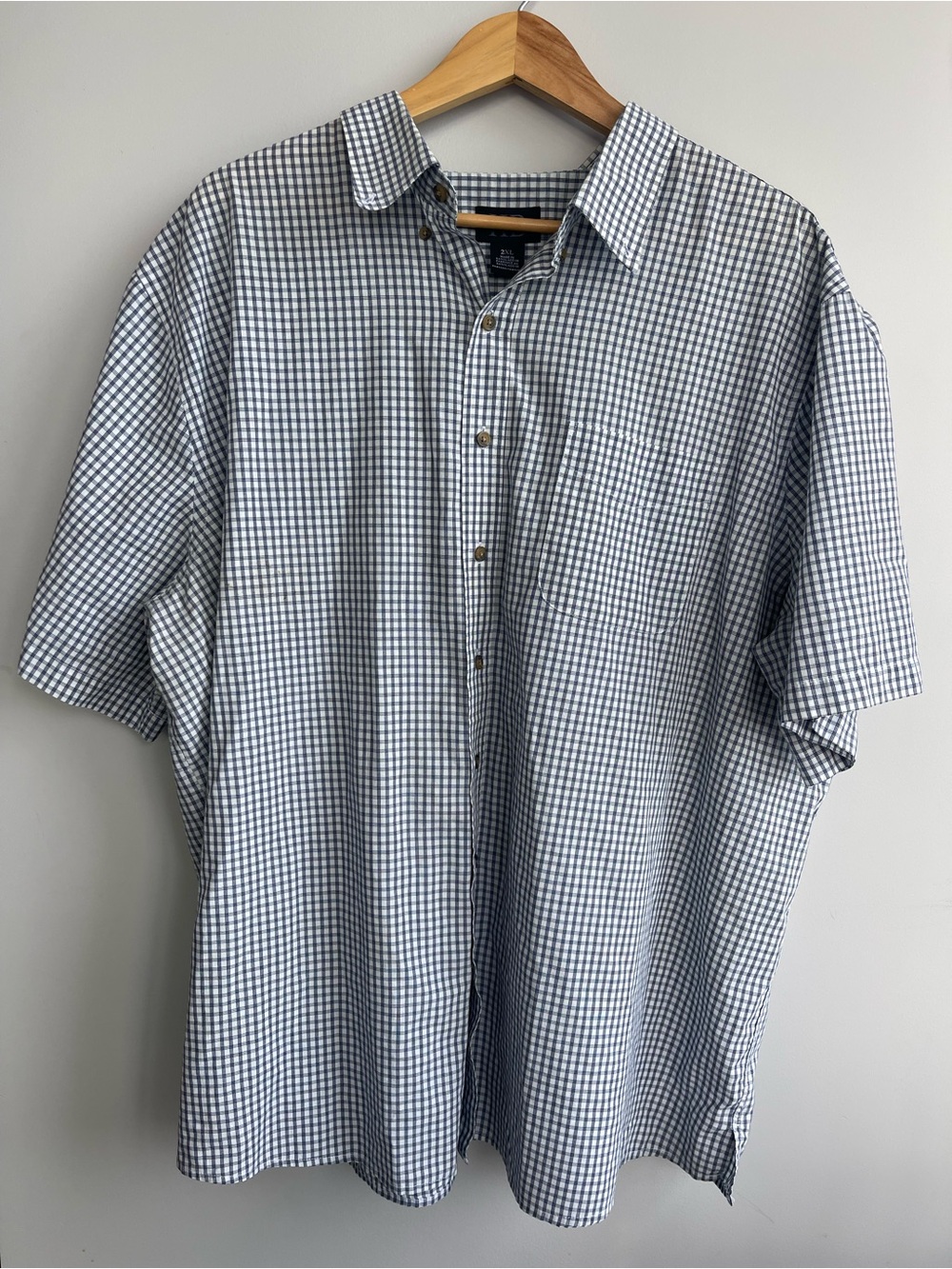 Harbor Bay Short-Sleeve Button-Down Check Shirt - Blue & White